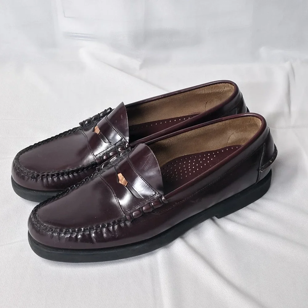 LL Bean Penny Loafers Mens 11.5 D Burgundy Leather Slip On 250943 Classic Preppy